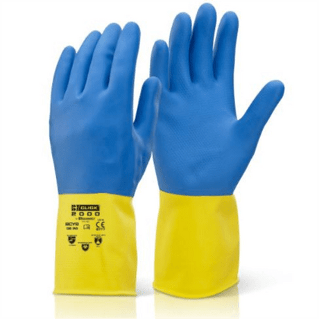 Heavyweight Rubber Gloves yellow/blue - Large (pair), , Ultrimax